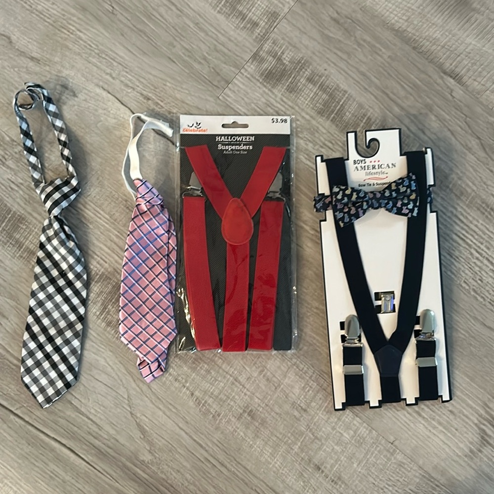 Boys suspender and neck ties LOT